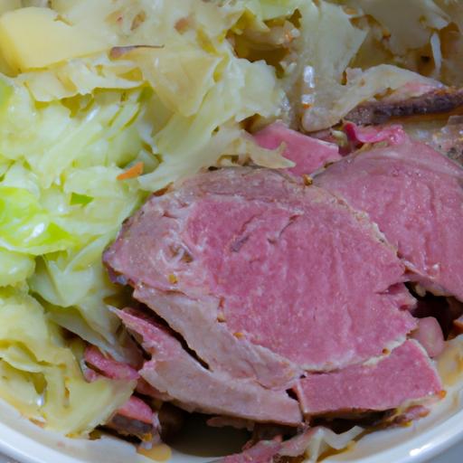 A warm bowl of corned beef and cabbage perfect for a chilly evening