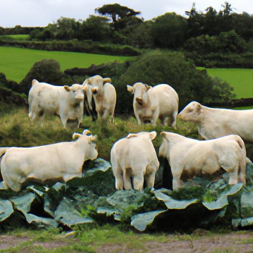 A group of curious cows grazing around a lush cabbage patch