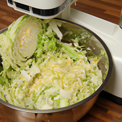 Using a food processor is a convenient option for shredding large amounts of napa cabbage.