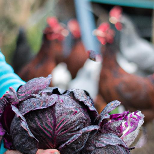 Feeding chickens a variety of vegetables, including purple cabbage, can provide them with essential nutrients.