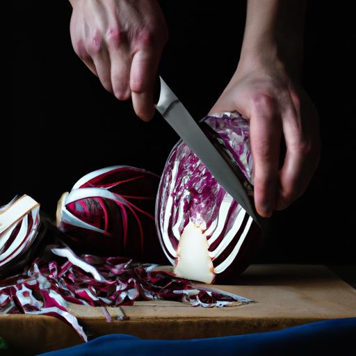 Prepping radicchio and red cabbage for a delicious meal