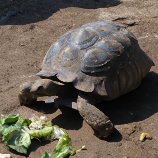 After a nutritious meal of cabbage, this tortoise is enjoying basking in the sun to aid with digestion.