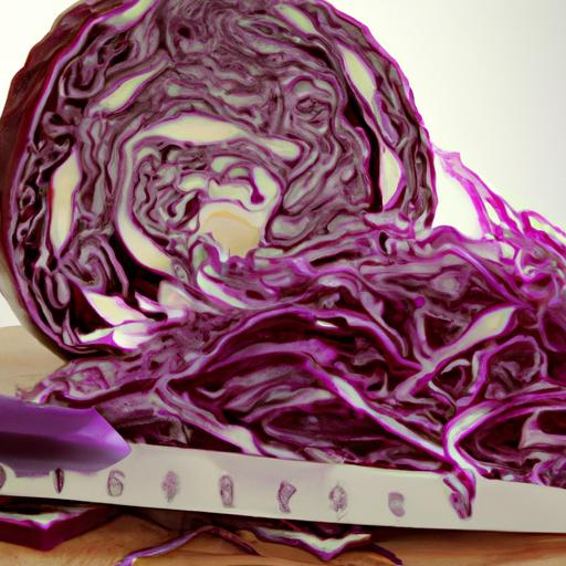 Preparing red cabbage for cooking